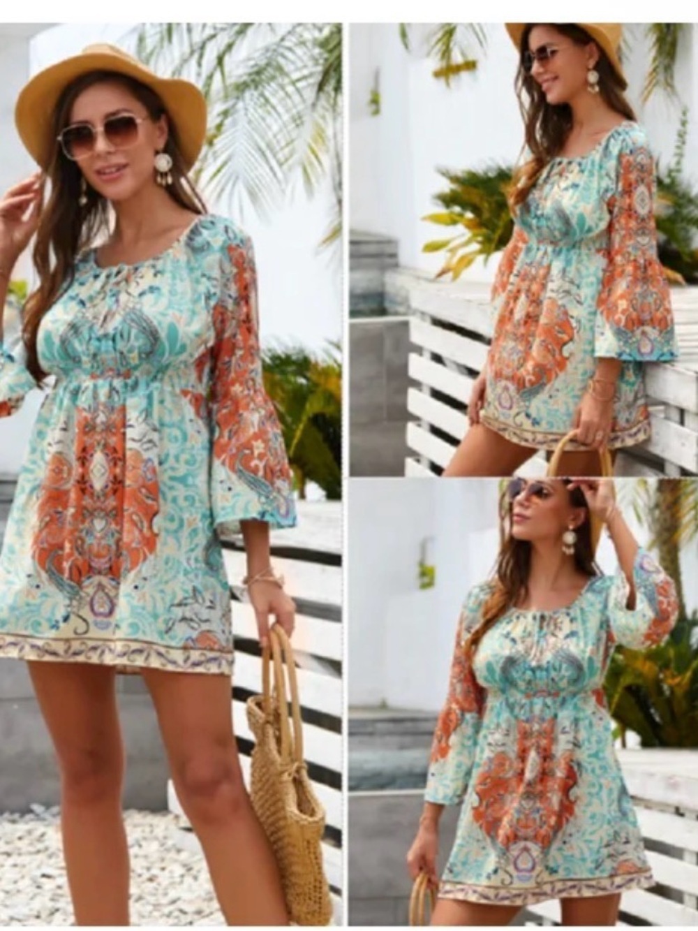 Boho Floral Print Dress NWT
